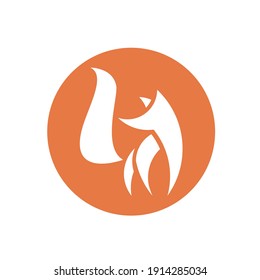 silhouette fox in circle logo vector