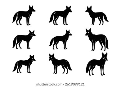 Silhouette Fox Collection Group Set Bundle Vector Illustration Design