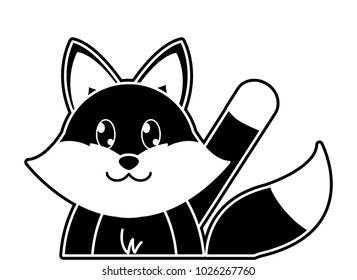 silhouette fox cute animal with hand up