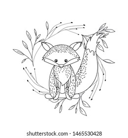 silhouette of fox with garland of background