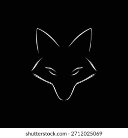Silueta de un Vector de cabeza de zorro aislado fondo negro