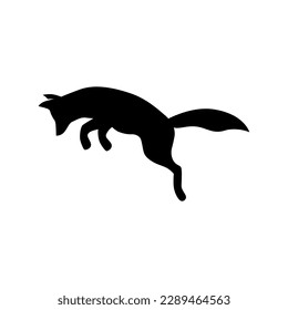 silhouette fox jumping vector logo