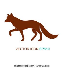 Silhouette of a fox. Logo. Flat icon. Vector illustration.
