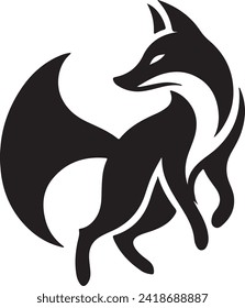 silhouette of fox logo, vector illustration