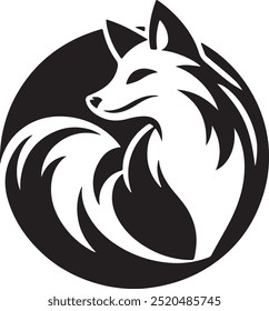 Silhouette Fox mascot logo in white background