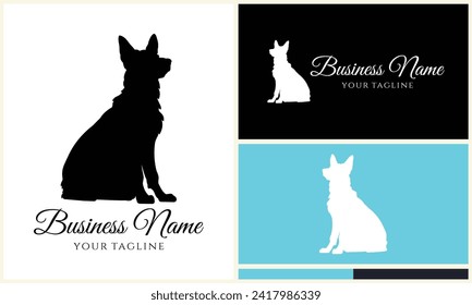 silhouette fox wolf logo template