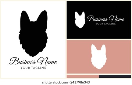 silhouette fox wolf logo template
