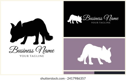 silhouette fox wolf logo template