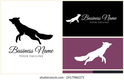 silhouette fox wolf logo template