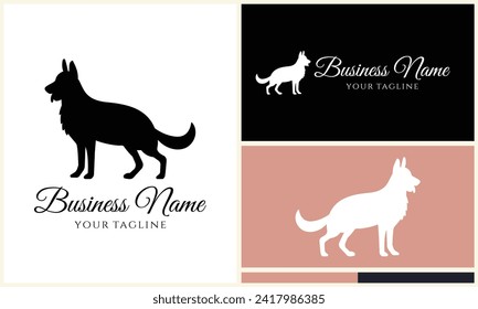 silhouette fox wolf logo template
