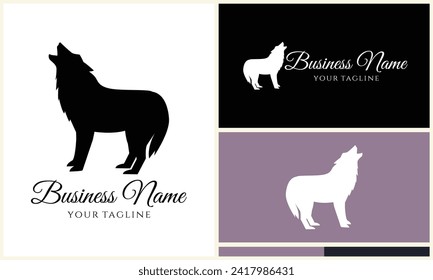 silhouette fox wolf logo template