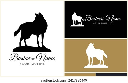 silhouette fox wolf logo template