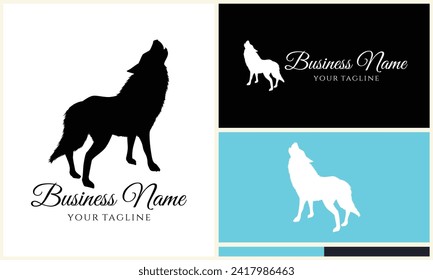 silhouette fox wolf logo template