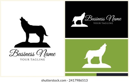 silhouette fox wolf logo template