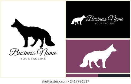 silhouette fox wolf logo template