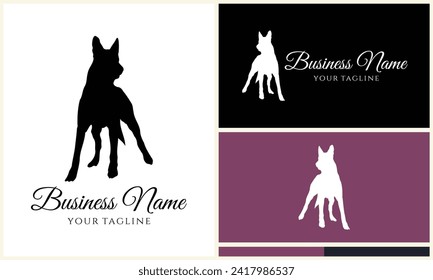 silhouette fox wolf logo template