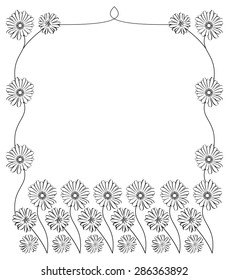 Silhouette frame with camomiles