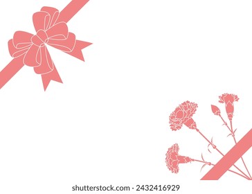 Silhouette frame with carnation and ribbon, Mother's Day celebration template, card frame