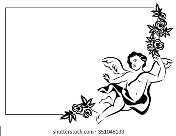 Silhouette frame with Cupid