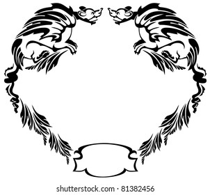 silhouette frame with dragons