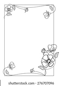 Silhouette frame with flowers