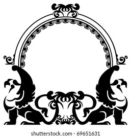 silhouette frame with griffins