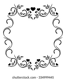 Silhouette frame with hearts