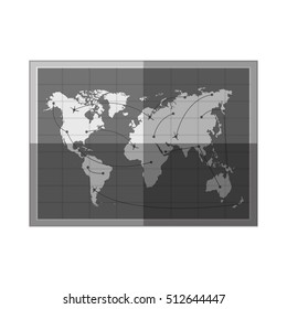 silhouette frame map of the world monochrome