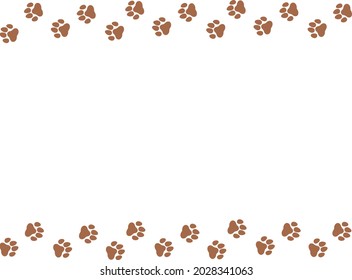 
Silhouette frame of simple footprints of cute animals (brown)