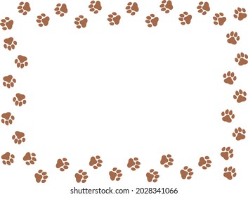 
Silhouette frame of simple footprints of cute animals (brown)