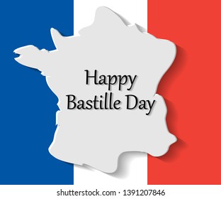 Silhouette of France against the French flag. vector concept for Bastille day