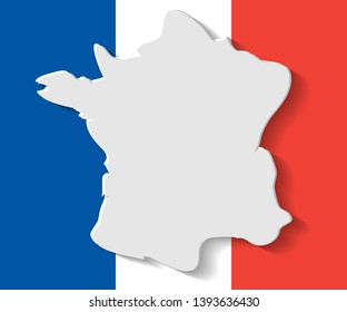 Silhouette of France against the French flag. vector concept for Bastille day