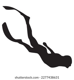 Silhouette of free diver icon vector illustration