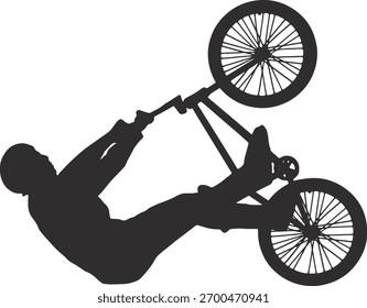 Silueta de Freestyle Bmx. Ilustración vectorial sobre fondo blanco.