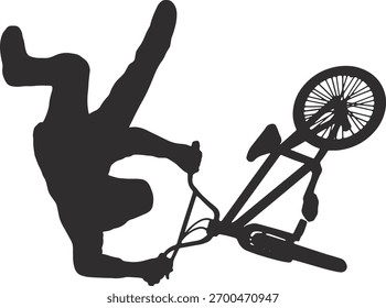 Silueta de Freestyle Bmx. Ilustración vectorial sobre fondo blanco.