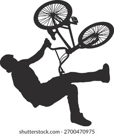 Silueta de Freestyle Bmx. Ilustración vectorial sobre fondo blanco.