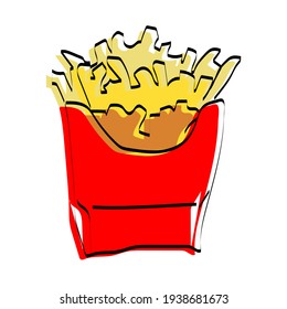 Silhouette of French fries. Fast food. Vector illustration.