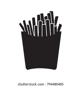 Silhouette of french fries on a white background, Vector illustration