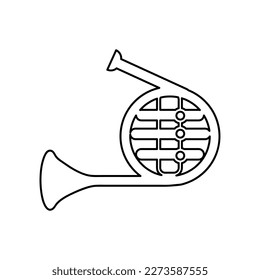 Silhouette French horn icon. Vector concept illustration for design on white.