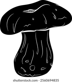 Silhouette of Fresh Porcini Mushroom (Boletus Edulis), a Nutritious Wild Mushroom Isolated on a Transparent Background for Culinary and Animal Feed Graphic Use