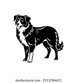 Silueta del diseño amistoso del Clipart del Vector del perro del pastor australiano