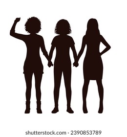 Silhouette friends holding hand together. friends silhouette. Vector silhouette of friends on white background. black silhouette friends isolated on white background. vector illustration.