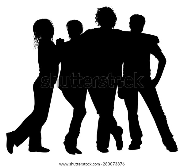 Silhouette Friends On White Background Vector Stock Vector (Royalty