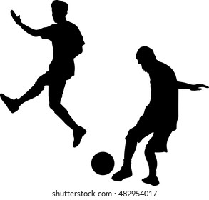 silhouette friends, Three young men were playing football