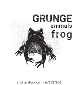 Silhouette Frog In Grunge Design Style Animal Icon Vector Illustration