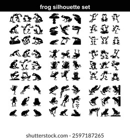 Silhouette Frog icon set collection frog logo with white background