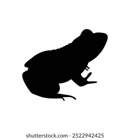 Silhouette of a frog isolated on a white background. Simple animal illustration for design and print
