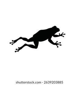 Silhouette: Frog Mid-Jump, Limbs Extended - Dynamic Amphibian