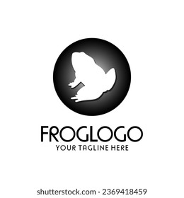 Silhouette frog toad logo vector design