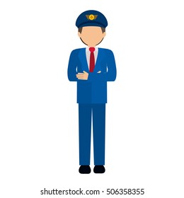 silhouette front captain pilot in color